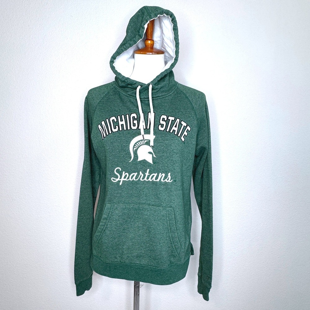MICHIGAN STATE Spartans Womens Hoodie Sweatshirt SM Green Appliqued Embroidered